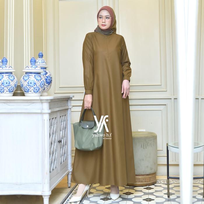 Seragam Gamis PNS PDH Pemda Guru/ASN Khaki/GamisAbaya Muslim Wanita Busuy/Yahwo Hijab Fashion/Busuy 