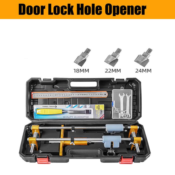 Solid Wood Door Lock Hole Opener Kit Lock Mortiser Slotter Jig Key