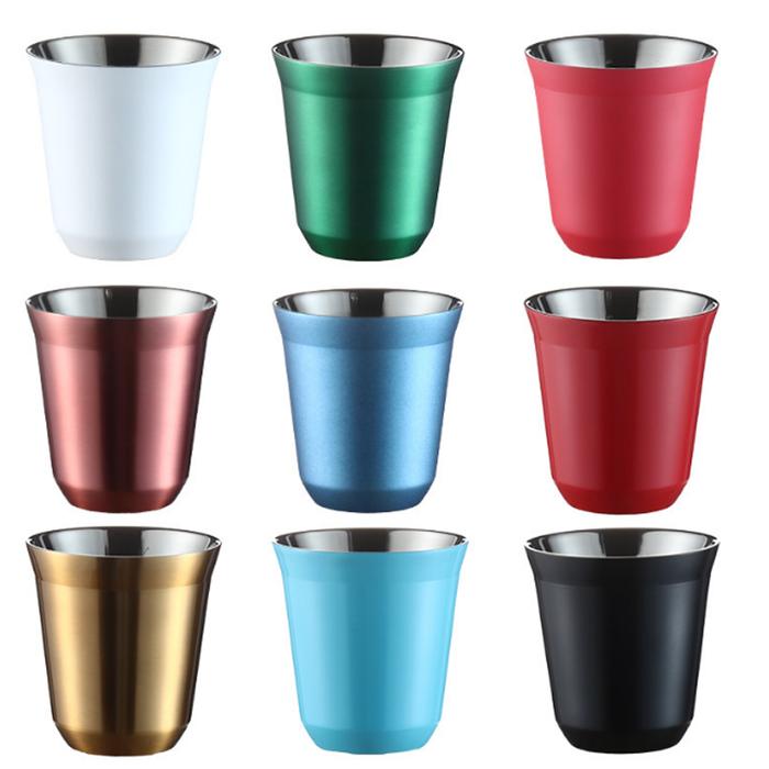 80ml/160ml Double Wall Stainless Steel Espresso Cup Italian Capsule