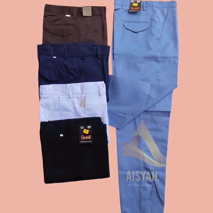 seragam sekolah celana panjang SMP/MTS/SMA/SMK kain japan drill series Fashion warna Biru Hitam Cokl