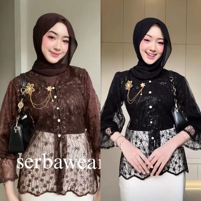Miyuki Outer Renda Lengan Panjang | Atasan Wanita | Outer Tunik | Outer Renda | Outer Kondangan | Ou
