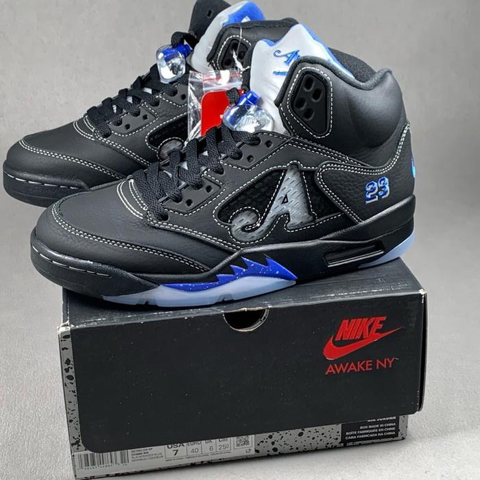 Sepatu Awake NY x Jordan 5 Black Racer Blue