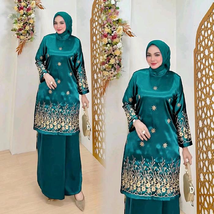 Set Rok Zarina Melayu Bahan Yokohama Silk Premium / Baju Kurung Melayu Modern / Setelan Wanita Konda