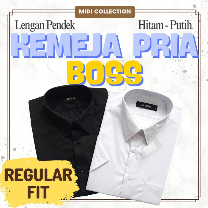 Kemeja Kerja Pria BOSS Original Lengan Pendek Formal & Casual - Size XS-XL
