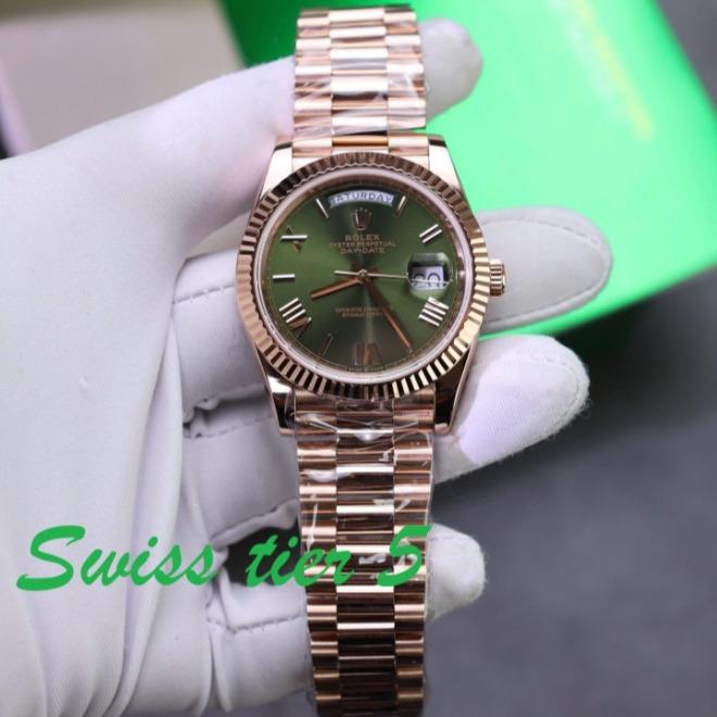 DAYDATE SWISS TIER 5RolexDay-Date Green Dial Watch Gold Wrapped QF 40mm