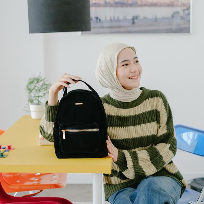 Backpack Flicka J 90 Tas Ransel Mini Wanita Casual Terbaru Corduroy