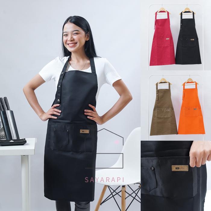Celemek Apron Barista Korean Style Pria Wanita Dapur Masak Anti Air Chef Barista Barber Restoran Caf