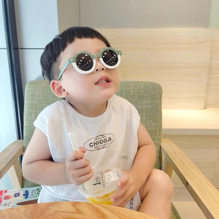 HC Kacamata Anak Perempuan Bulat Leopard Korea Fashion Lucu 6683 Kaca Mata Laki Laki Hitam Gradasi M