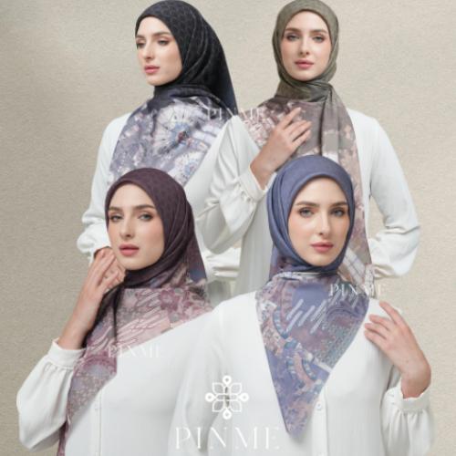 Pinme MADINA - Hijab Voal Premium Motif Segi Empat Exclusive Pattern Hijab Lebaran