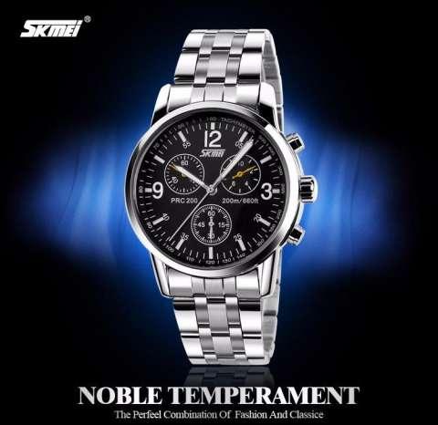 SKMEI Jam Tangan Pria Anti Air Terbaru Analog Chrono Tali Rantai Rante Besi Keren Watches