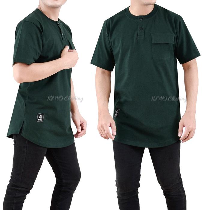 KMO Kaos Koko Kurta Pria Muslim Lengan Pendek Katun 24s Variasi Saku Depan Baju Dewasa