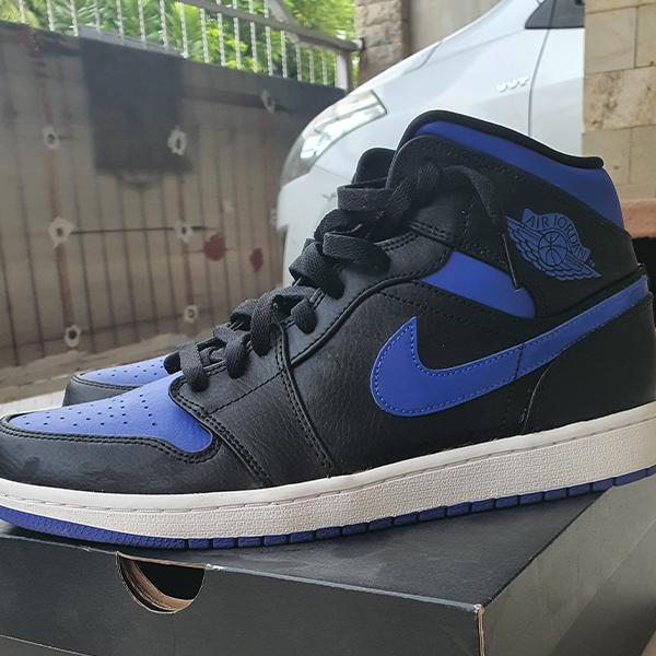 Sepatu Nike Air Jordan 1 Mid Royal Blue ukuran 44 Second