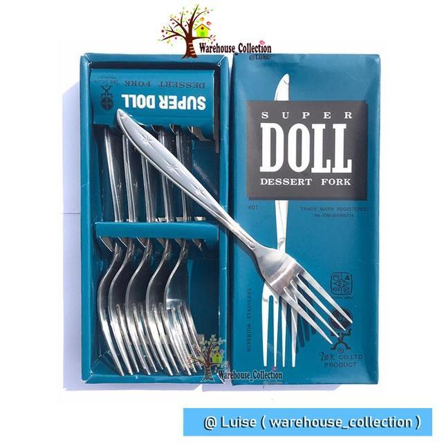(ISI 1 DUS= 6 PCS) SENDOK DAN GARPU MAKAN SUPER DOLL ASLI// SENDOK GARPU TEBAL ASLI