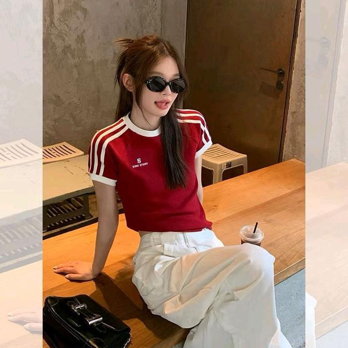 lucky store top crop song studio list bahu Atasan Baju Wanita Pendek