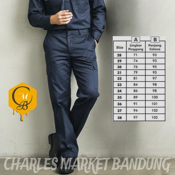 CELANA PDL NAVY DRILL - CELANA PDL PANJANG MURAH - CELANA PDL POLOS Polos Panjang Keren Pria Formal