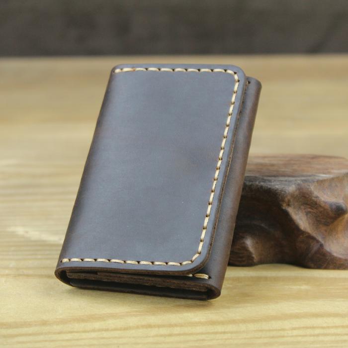 Handmade Genuine Leather Card Wallet  Leather Card Holder Men Small Purse Credit Id Card Holder Wome