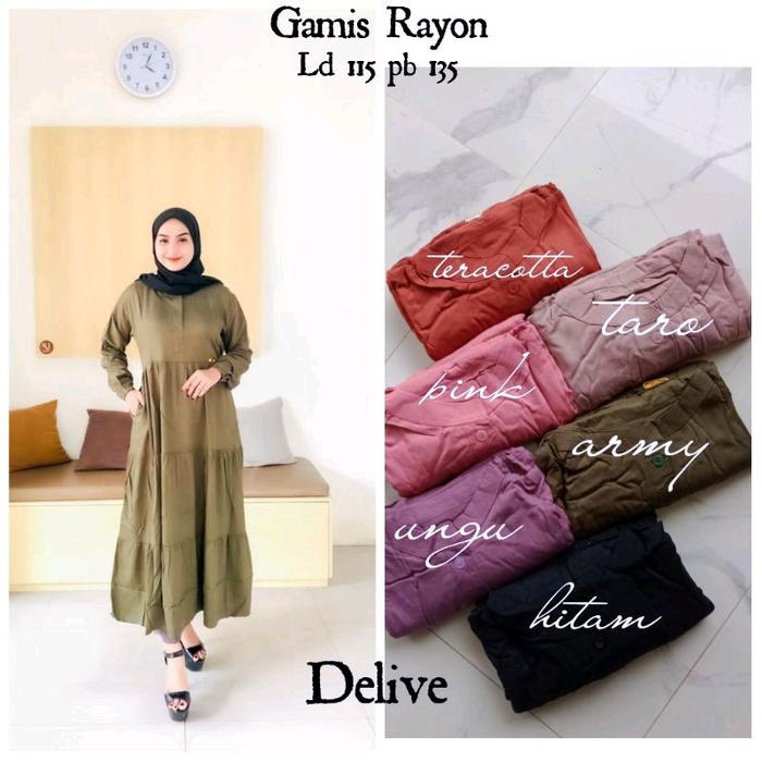Gamis rayon polos //Gamis susun rayon twill polos //Gamis kancing