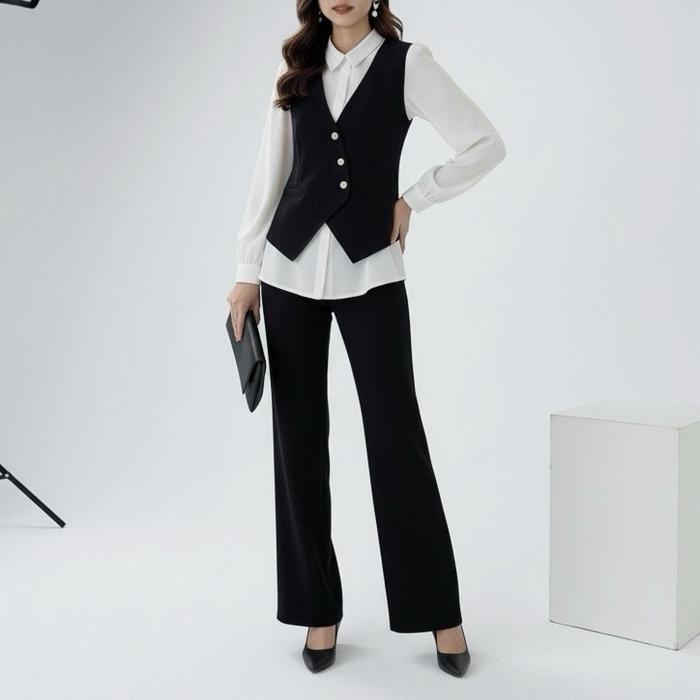 BIKKA - Century Vest Set | Setelan Wanita / Baju Setelan Wanita Kasual / Setelan Celana Wanita / Set