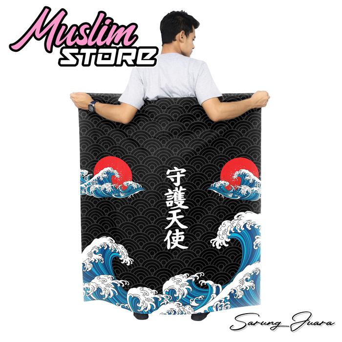 Sarung Dewasa Kasual Printing Motif Anime Ombak Jepang Kitsune Tulisan Japan Sword Sasuke Muslim Pri