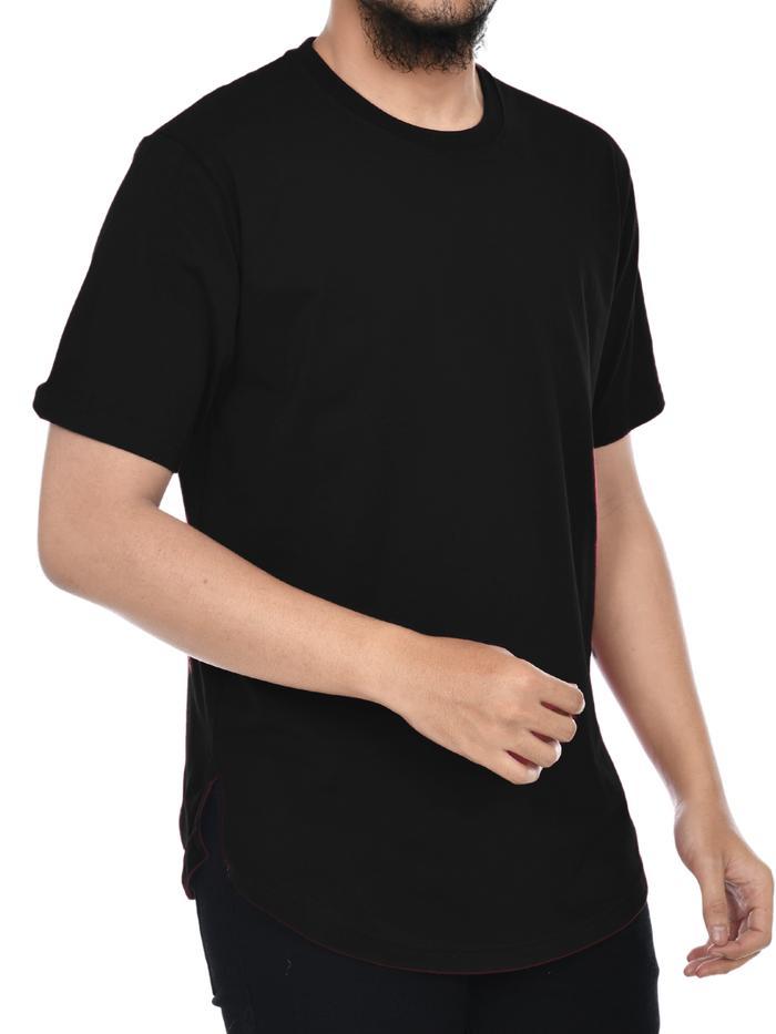 Big Size Kaos kurta / Kaos Polos Longline Katun Combed 30s 3XL, 4XL - Hitam, XXXL