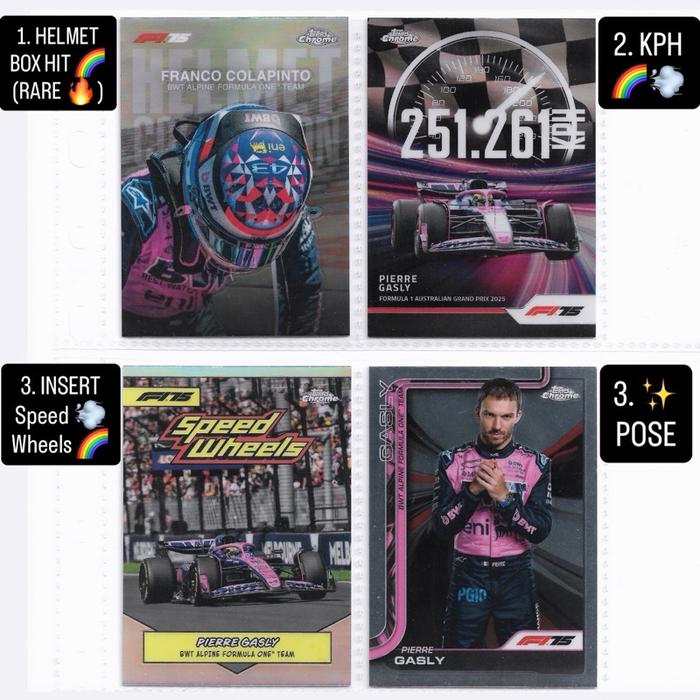 Kartu f1 Topps Chrome F1-75 (HELMET) - Franco Colapinto & Pierre Gasly - (Alpine F1)
