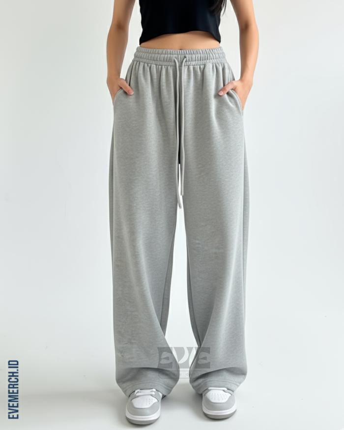 Eve Merch - Enola Sweatpants Super Baggy Pria Wanita Flecee Premium Lembut Tebbal Sporty Training Le