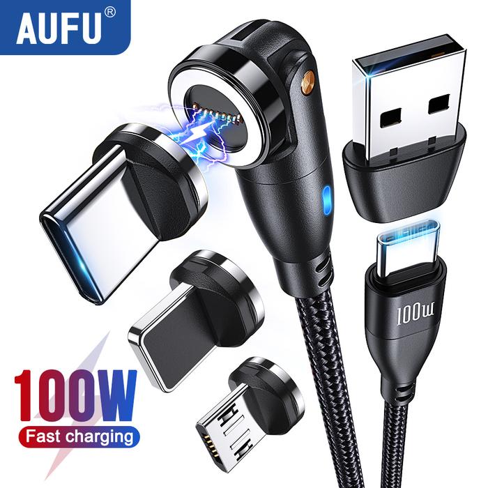 AUFU Magnetic USB Type C To USB C Cable 100W/5A PD Fast Charging Charger Wire Cord For Macbook Xiaom