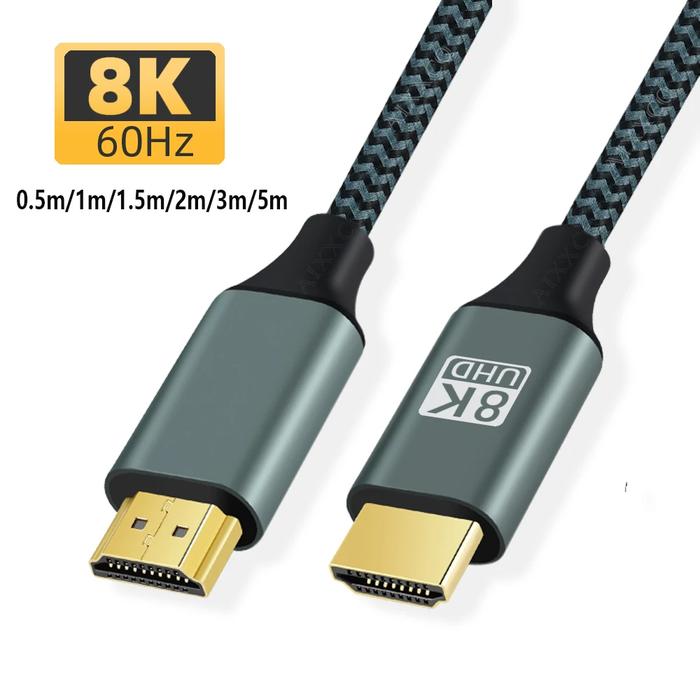 Nylon HDMI-Compatible 2.1 Cable HD Cord 8K 60Hz 4K 120Hz 48Gbps ARC Ultra High Speed HDR for HD TV L