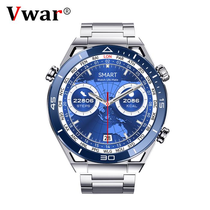 Vwar Ultra Mate Business Smart Watch Men Bluetooth Call Compass 100+