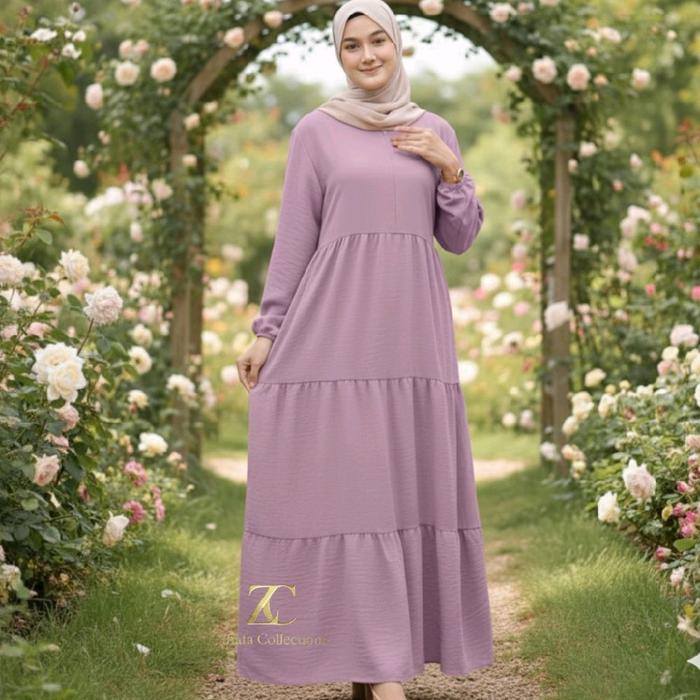 Live Promo Sambut Ramadhan Gamis 35Ribu Crinkle Airflow Rempel Susun 3 Terbaru Warna Polos