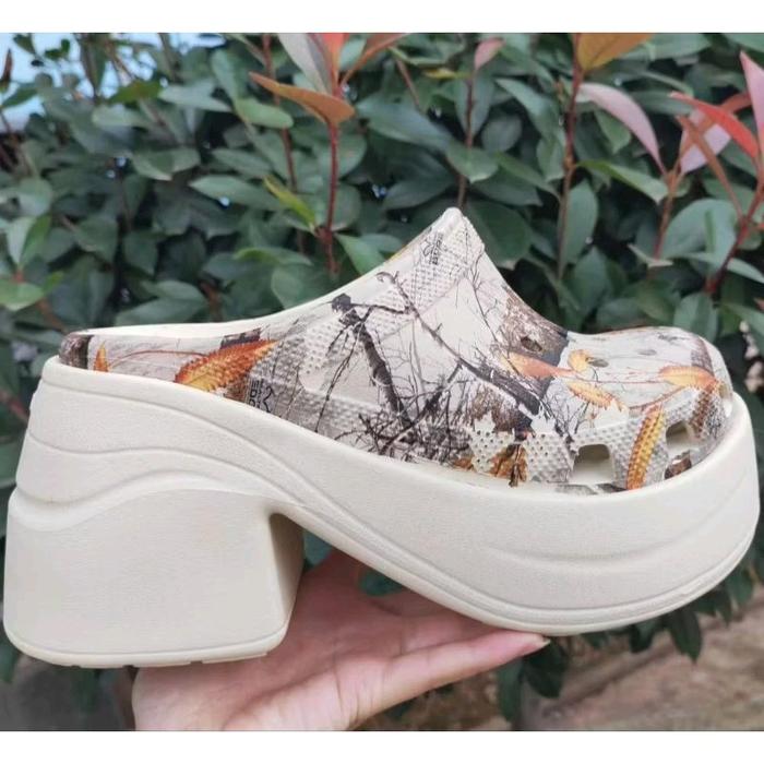 Sandal wedges motif wanita heels 9cm kekinian terbaru Heels Shoes