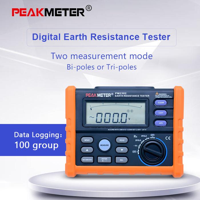 Digital Ground Earth Resistance Voltage Tester Meter 0 ohm to 4K ohm