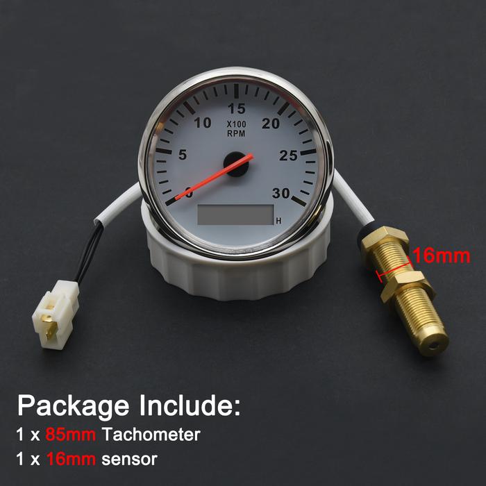 3000RPM 4000 RPM Meter + M16 Tachometer Sensor 85MM Gasoline Diesel