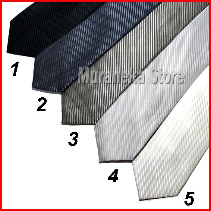 Dasi Panjang Garis Hitam Abu Silver Putih Formal Salur 3 Inch Wisuda Jas Ospek Pria Cowok Dewasa Pen