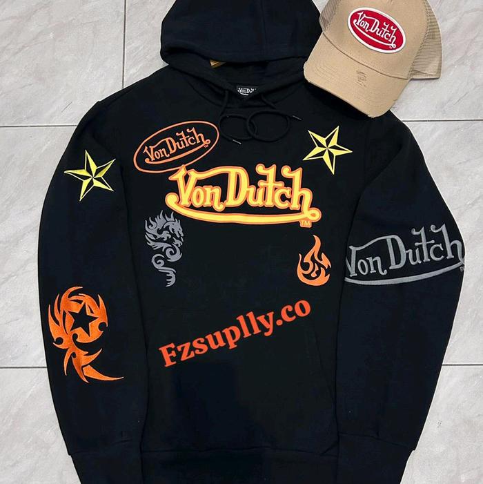 Von Dutch Star Hoodie Hitam | Hoodie Original Von Dutch dengan Desain Bintang dan Logo Unik