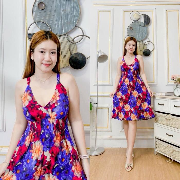 Daster bali rok pendek tali pundak Maudi Kimono