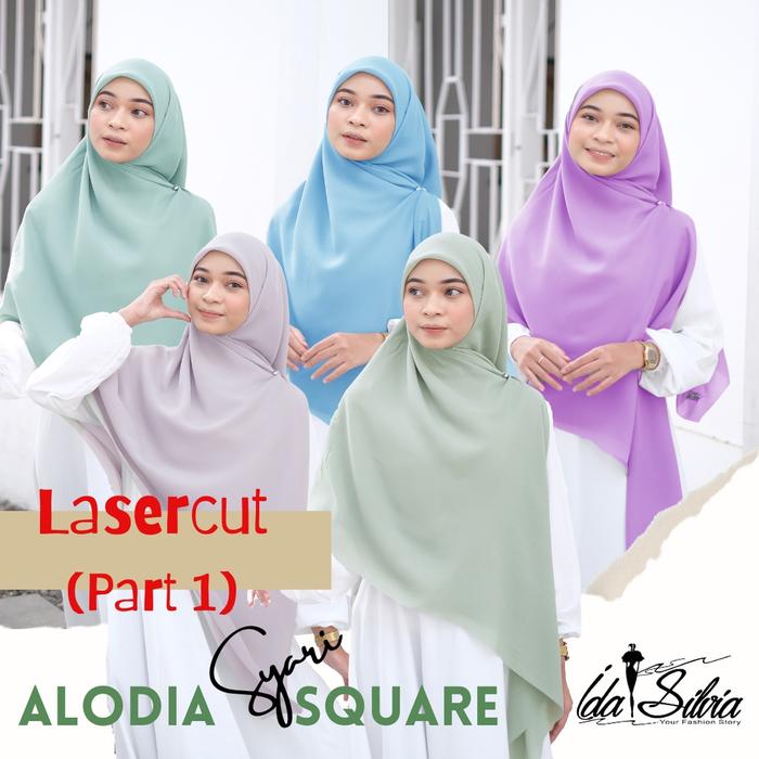 Jilbab Segiempat SYAR'I Jumbo Kerudung Segi Empat Lasercut dan Jahit Tepi Syari Hijab square Premium