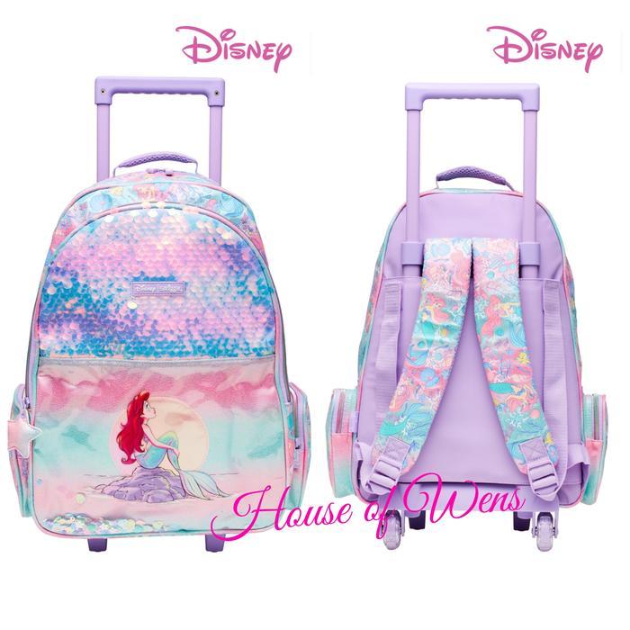 BERMUTU SMIGGLE DISNEY PRINCESS TROLLEY BACKPACK WITH LIGHT UP WHEEL ORIGINAL