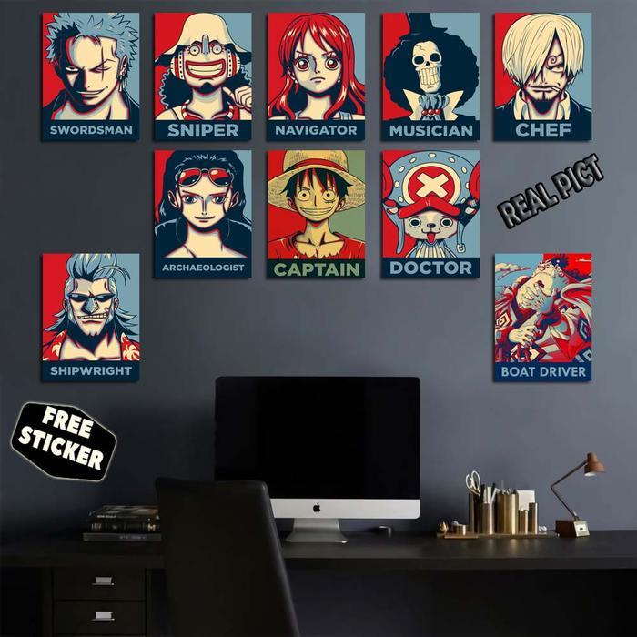 WALL DECOR POSTER DINDING ART ONE PIECE TERBARU/ FREE STIKER/ HIASAN DINDING AESTHETIC/ REAL PICT