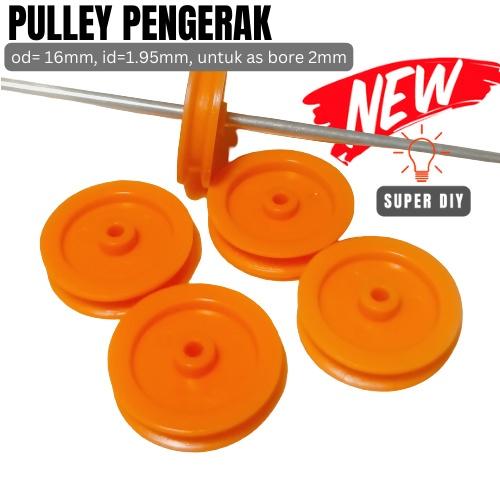 Pulley bore as 2mm diameter luar 16mm / pulley pengerak dinamo dc / pulley mobil rc / pulley diy / p