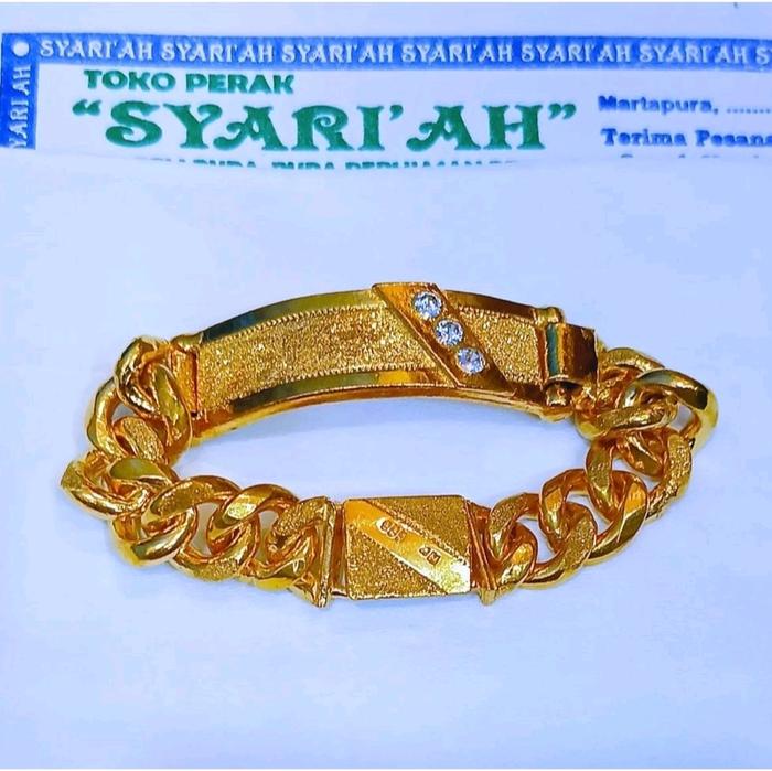 gelang plat mata emas lapis 999