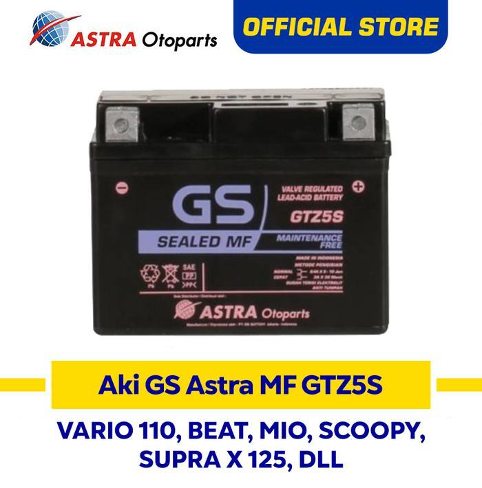 Aki Motor GS ASTRA MF GTZ5S Beat Vario Mio Scoopy GSMF-GTZ-5S