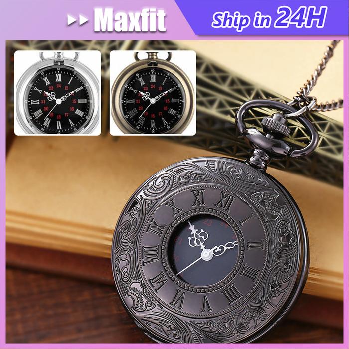Jam Saku Antik Vintage Pocket Watch Quartz Necklace Pendant Jam Saku Antik Kuno