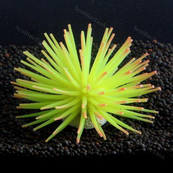 SBT HIASAN AQUARIUM UKURAN 6CM DAN 8CM ANEMON LAUT CORAL ARTICIAL SILICONE - n305-b kuning