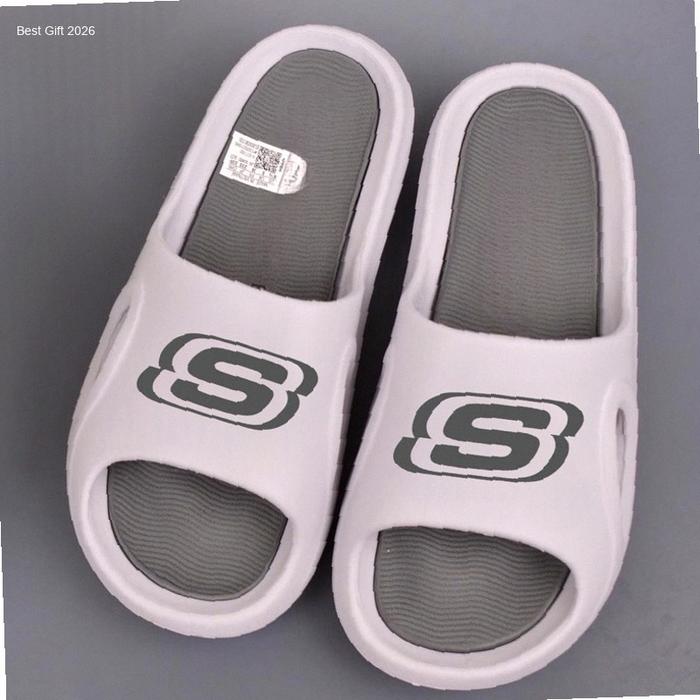 SANDAL SKECHERS WHITE GREY PRIA ORIGINAL SENDAL SELOP COWO SKECHER TERBARU | Kekinian