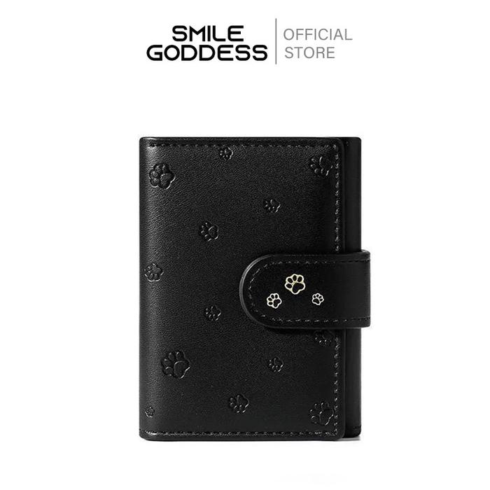 Smile Goddess Dompet Wanita Baru Bergaya Pemegang Kartu Dompet Lipat Warna Solid D241