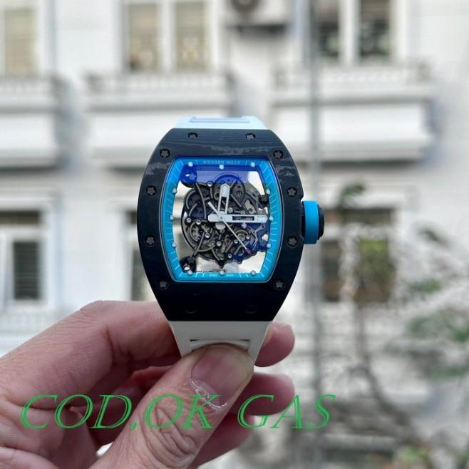 55 SWISS CARBON RM055Watch Full Carbon White Rubber Strap 42mm