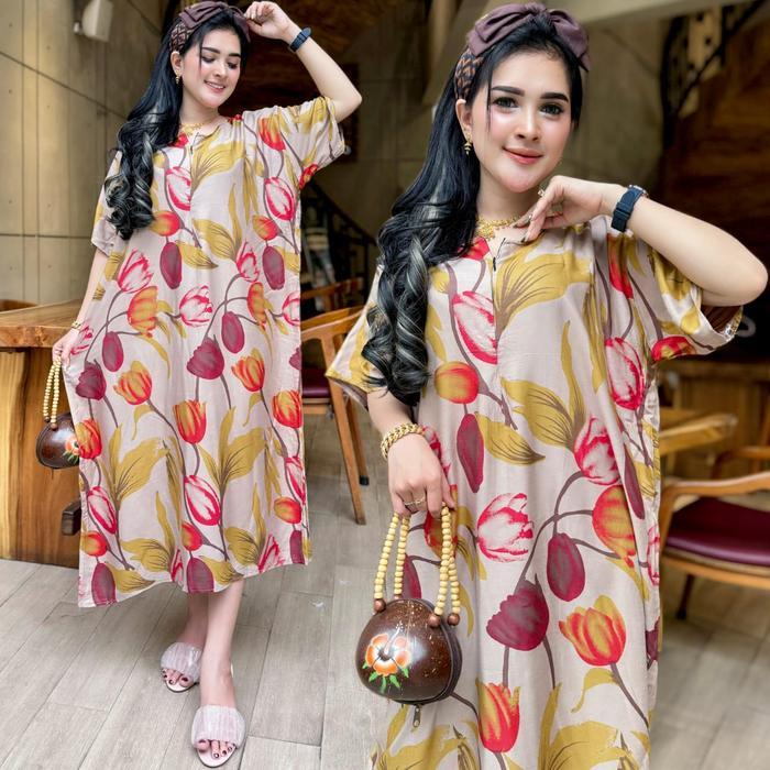 Paket Hemat 3 Pcs Jumbo Tulips Jumbo Resleting Depan Ld 125 Daster Tamara Mekar Home Dress Motif Bun