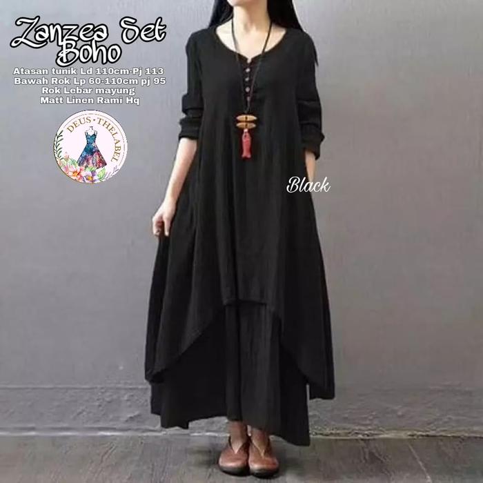 ZANZEA SET BOHO SETELAN TUNIK DAN ROK JUMBO