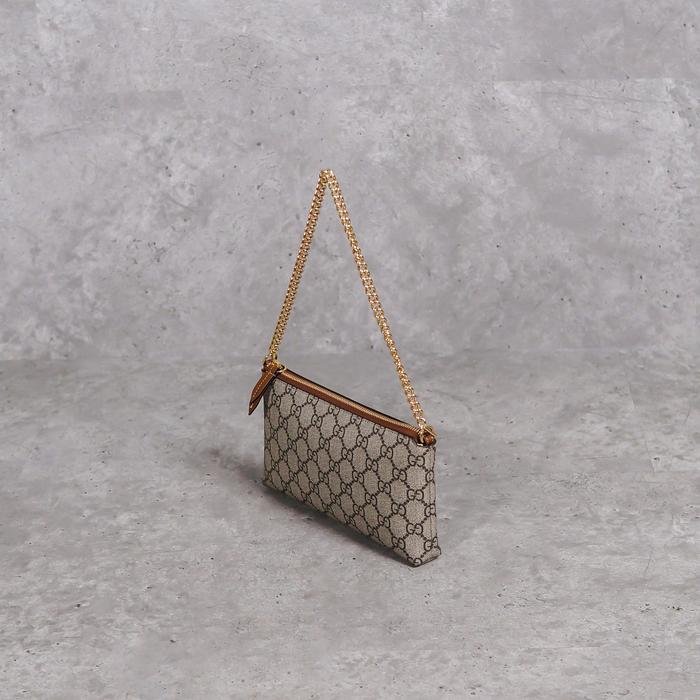 Tas GUCCI GG SIGNATURE MONOGRAM WRIST WALLET ON CHAIN BAG 100% ORIGINAL - 22X12X2CM